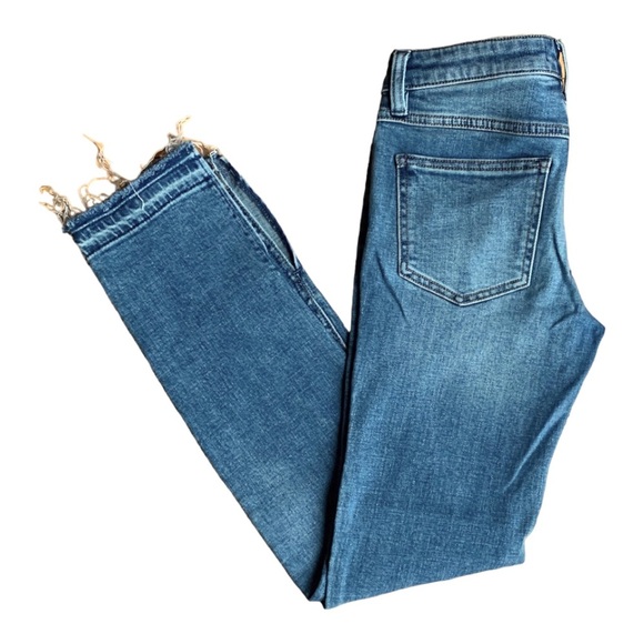 Free People medium blue wash slit raw hem jeans size 25 - Picture 3 of 10